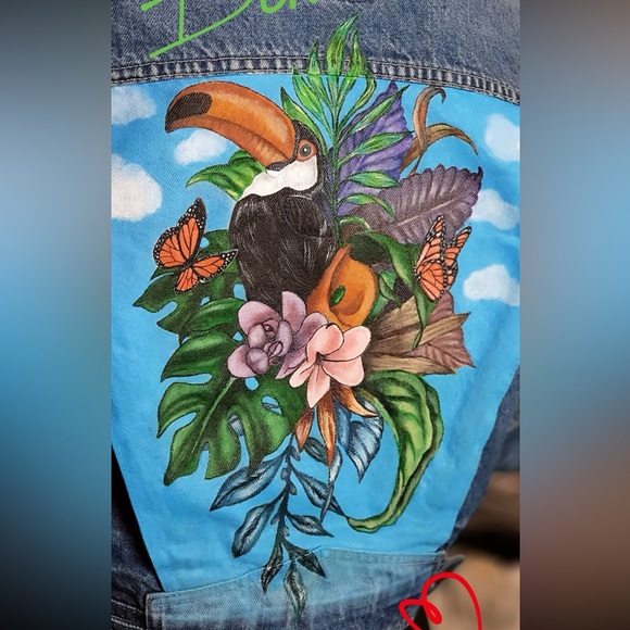 Hand painted Any Your Idea Custom Denim/Leather Jacket Bag Shoes - Picture 10 of 16